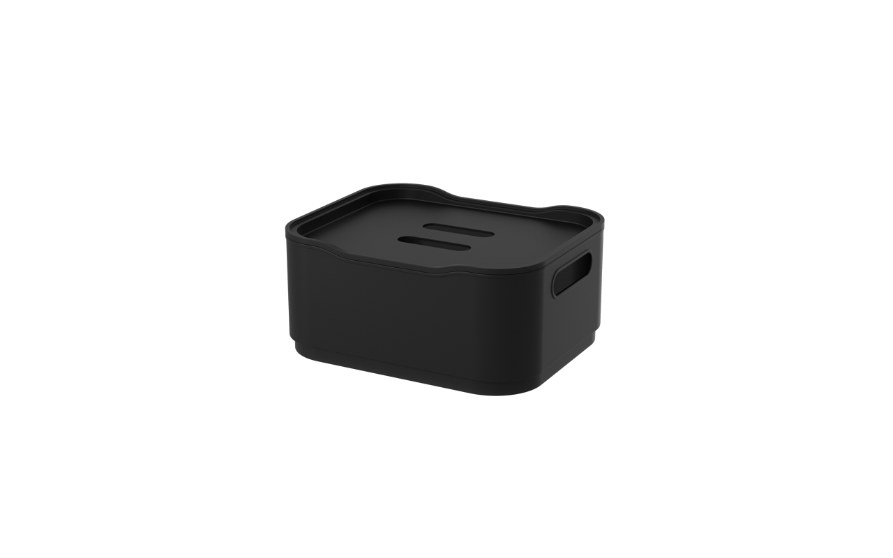 Cesta Pequena Com Tampa Preto Fit Coza 18,5 X 15 X 8,3 Cm Preto