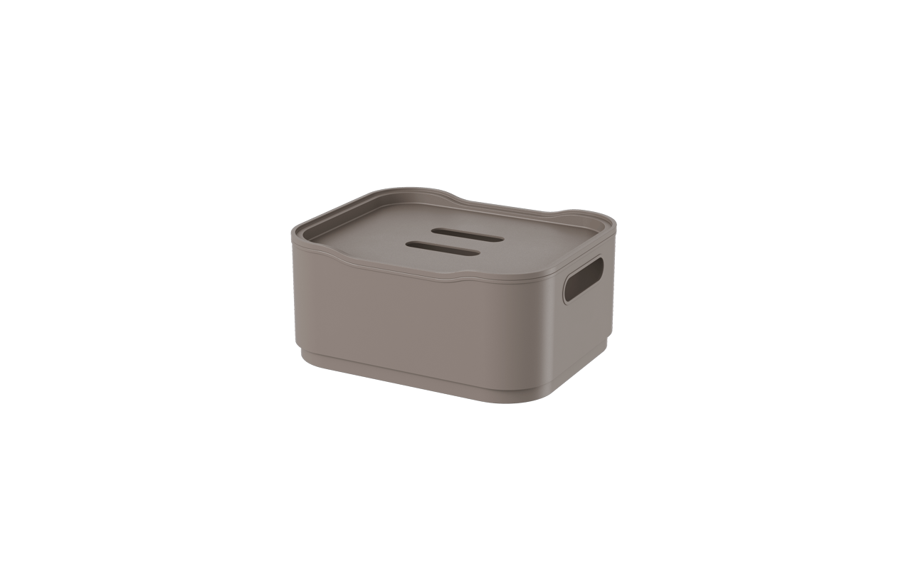 Cesta Pequena Com Tampa Warm Gray Fit Coza 18,5 X 15 X 8,3 Cm Coza