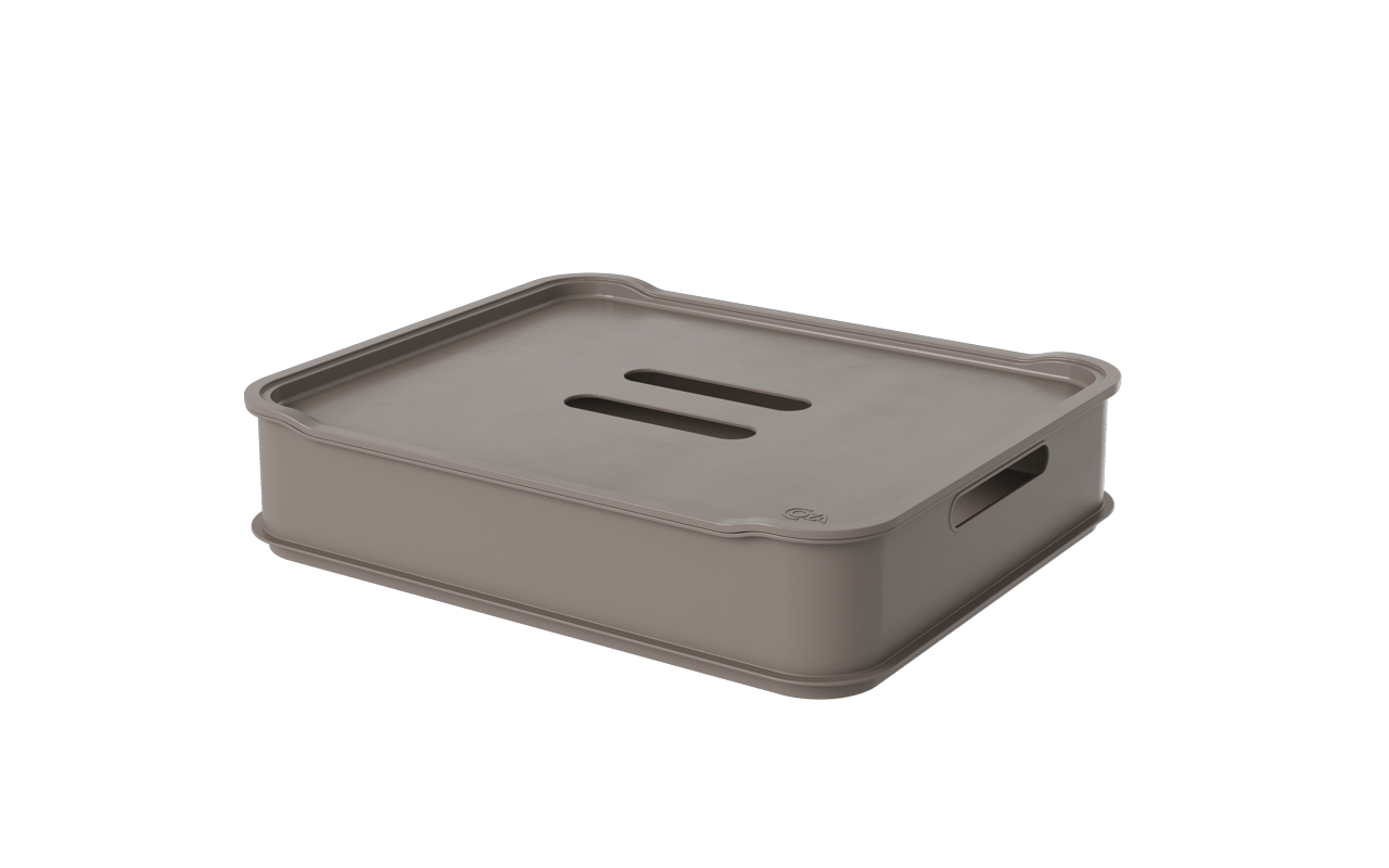 Cesta Maxi Com Tampa Warm Gray Fit Coza 38 X 31,6 X 8,4 Cm Coza