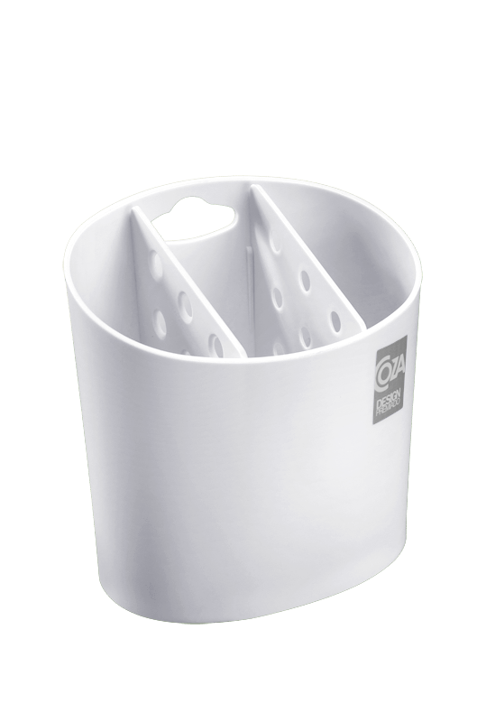 Escorredor De Talheres Oval Basic 13,8 X 10,5 X 14,4 Cm Branco Coza Branco