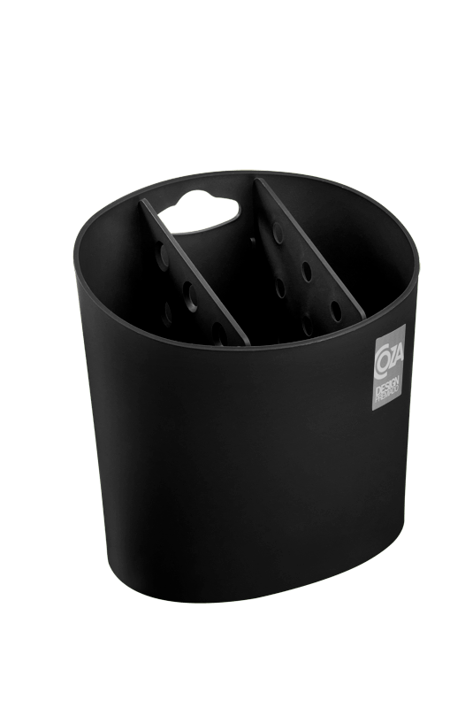 Escorredor De Talheres Oval Basic 13,8 X 10,5 X 14,4 Cm Preto Coza Preto