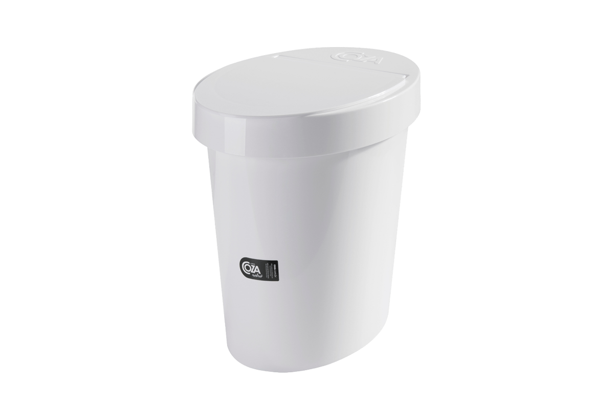 Lixeira Oval Glass 26,2 X 18,4 X 24,6 Cm 5 L Branco Coza Branco