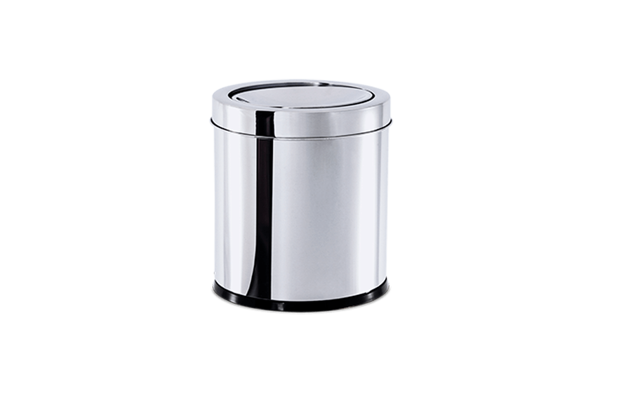 Lixeira Inox Com Tampa Basculante 5,4 Litros - Decorline Lixeiras Ø 18,5 X 20 Cm Brinox