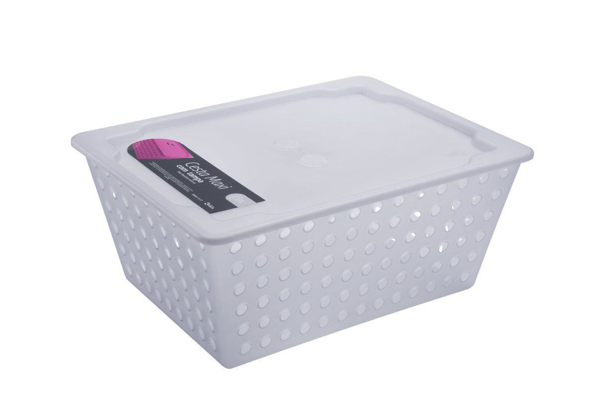 Cesta One Maxi Com Tampa 39 X 30 X 16,8 Cm Natural Coza Coza