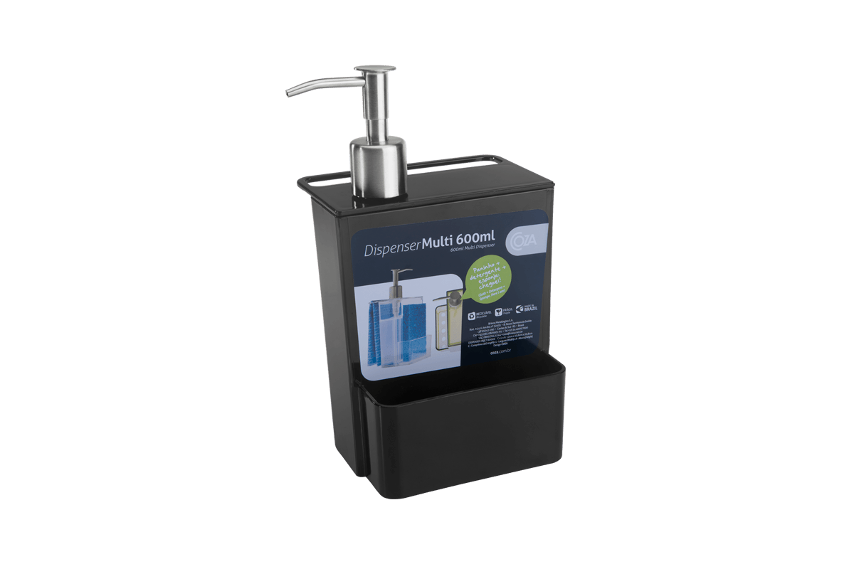 Dispenser Multi Glass 12 X 10,6 X 20,8 Cm 600 Ml Preto Coza Preto