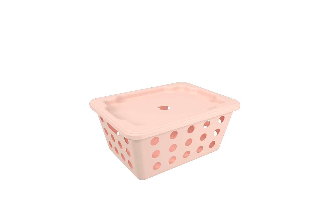 Cesta One Pequena Com Tampa 18,6 X 14,2 X 8,6 Cm Rosa Blush Coza