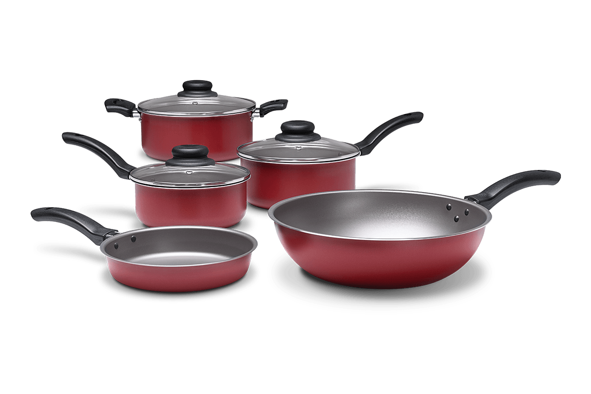 Jogo De Panelas 5 Peças Ruby - Vermelha- Brinox Vermelho