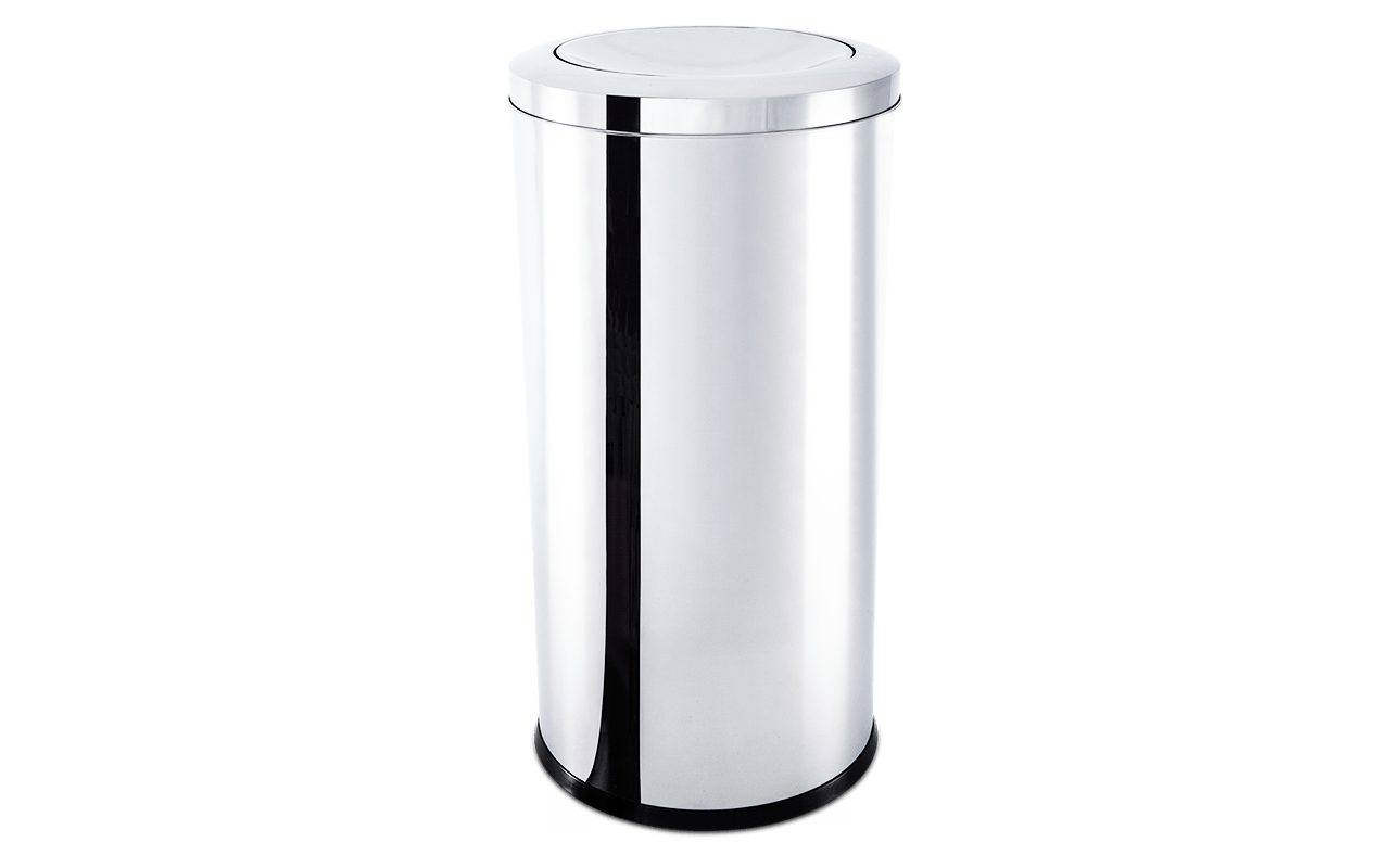 Lixeira Inox Com Tampa Basculante 64 Litros - Decorline Lixeiras Ø 35 X 70 Cm Brinox