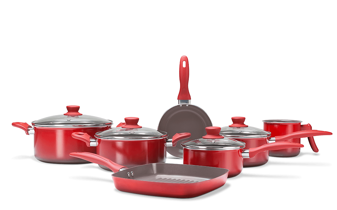 Jogo De Panelas Antiaderente Ceramic Life Easy 7 Peças - Vermelho Brinox Inox