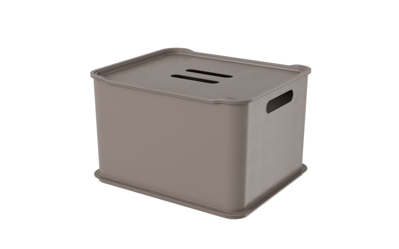 Cesta Ultra Com Tampa Warm Gray Fit Coza 38 X 31,6 X 23,4 Cm Coza