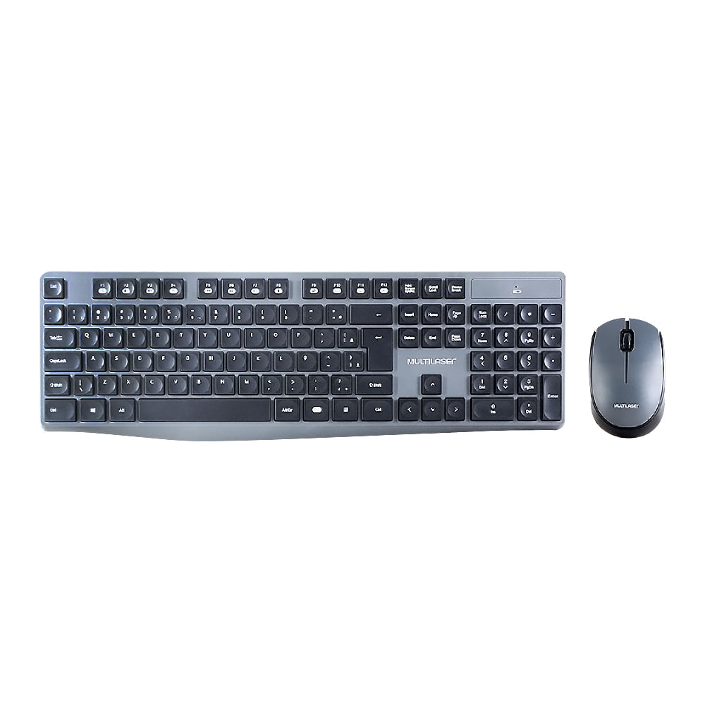 Teclado E Mouse Sem Fio Multilaser 2.4 Ghz Usb Preto E Cinza - Tc245 Preto