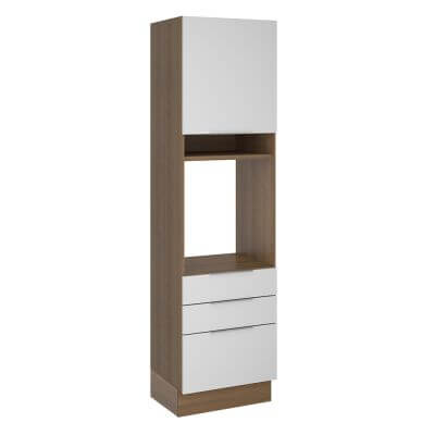 Torre Quente Madesa Stella 60 Cm 1 Porta 3 Gavetas Rustic/Branco