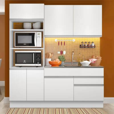 Cozinha Compacta Madesa Lívia 6 Portas 2 Gavetas (Sem Tampo E Pia) Branco Branco