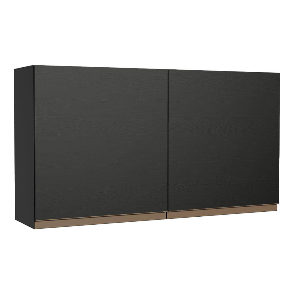 Armário Aéreo Madesa Reims 120 Cm 2 Portas Preto Preto