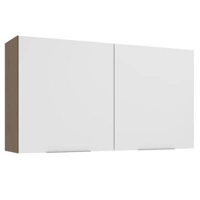 Armário Aéreo Madesa Stella 120 Cm 2 Portas Rustic/Branco Marrom