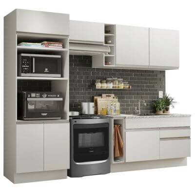 Cozinha Completa Madesa Jade Com Armário E Balcão (Sem Tampo E Pia) Branco Branco