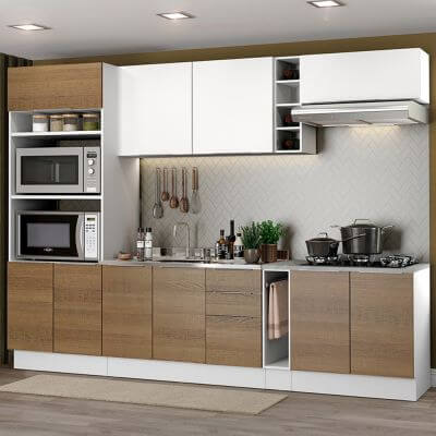 Cozinha Completa Madesa Stella 290001 Com Armário E Balcão Branco/Rustic Marrom