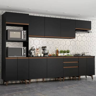 Cozinha Completa Madesa Reims 320002 Com Armário E Balcão - Preto Preto