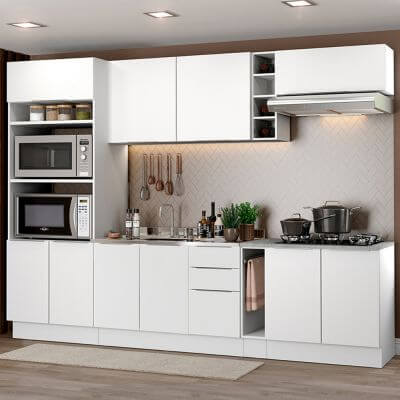 Cozinha Completa Madesa Stella 290001 Com Armário E Balcão Branco Branco