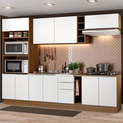 Cozinha Completa Madesa Stella 290001 Com Armário E Balcão Rustic/Branco Marrom