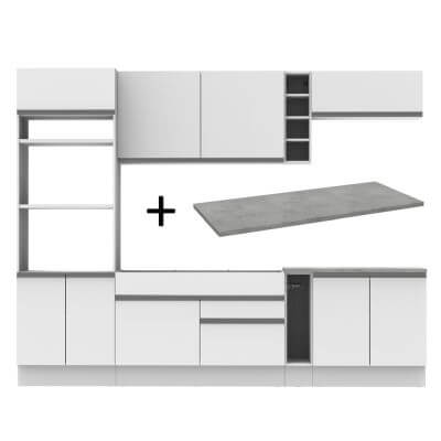 Cozinha Completa Madesa Vicenza Com Armário E Balcão Branco + Tampo Branco
