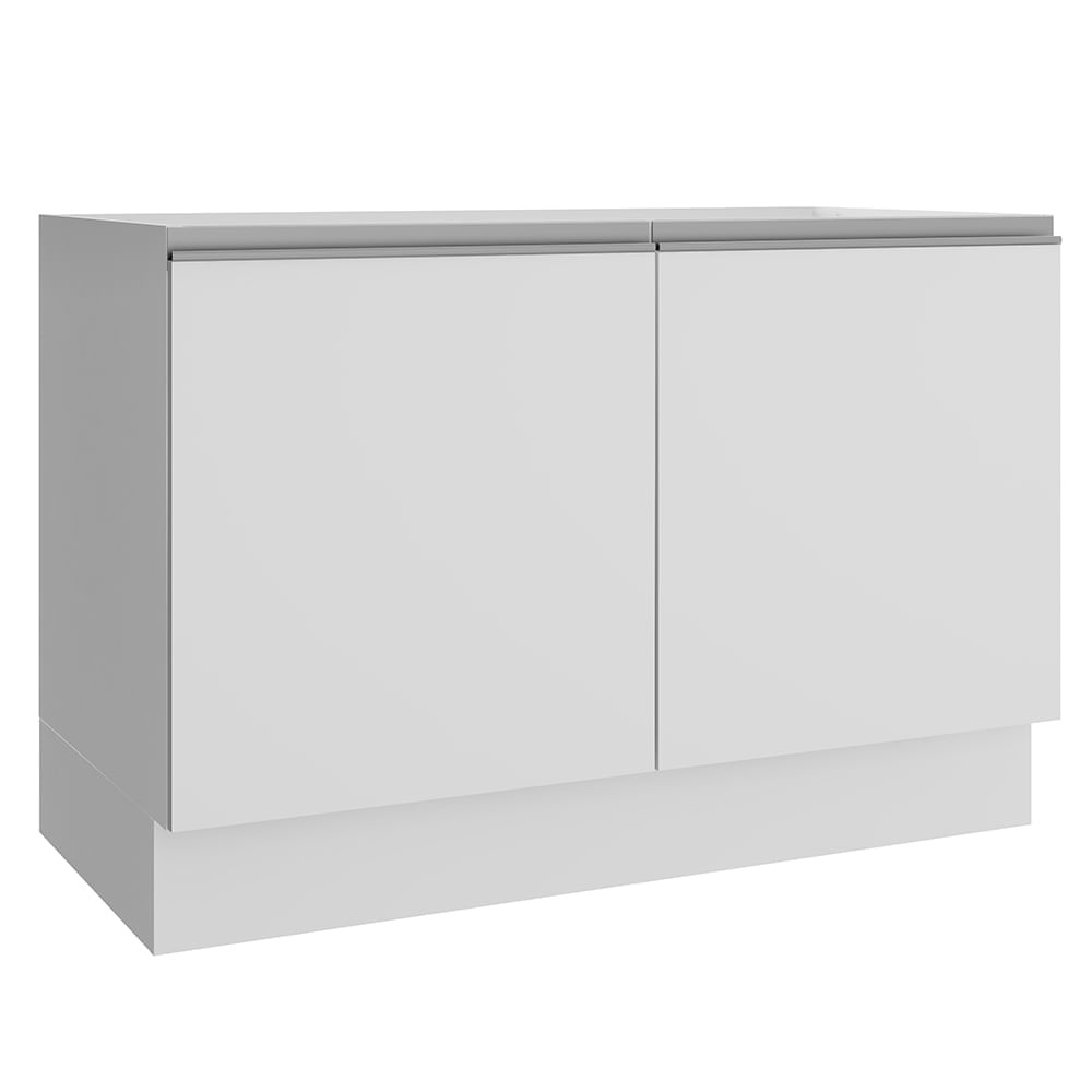 Balcão Gabinete De Pia Madesa Acordes 100% Mdf 120 Cm 2 Portas Branco Brilho