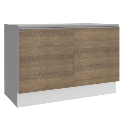 Balcão Gabinete De Pia Madesa Glamy 120 Cm 2 Portas Branco/Rustic