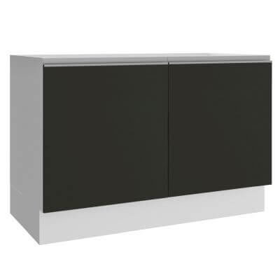 Balcão Gabinete De Pia Madesa Glamy 120 Cm 2 Portas Branco/Preto