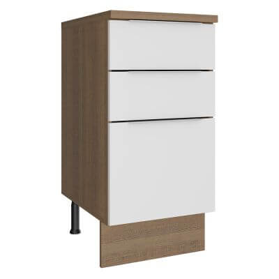 Balcão Madesa Stella 40 Cm 3 Gavetas Rustic/Branco Marrom