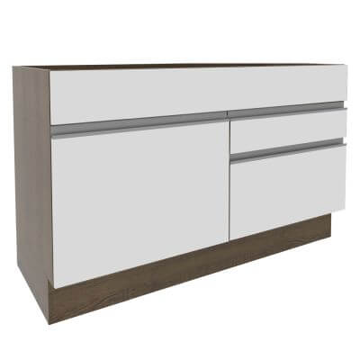 Balcão Gabinete De Pia Madesa Glamy 120 Cm 1 Porta 2 Gavetas Rustic/Branco