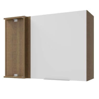 Armário Aéreo De Canto Madesa Stella 1 Porta Rustic/Branco Marrom