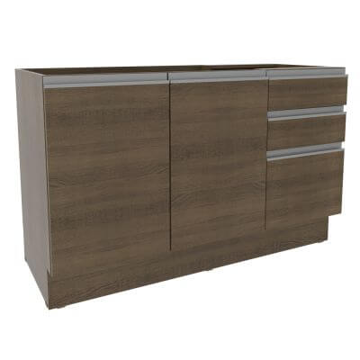 Balcão Gabinete De Pia Madesa Glamy 120 Cm 2 Portas E 3 Gavetas Rustic