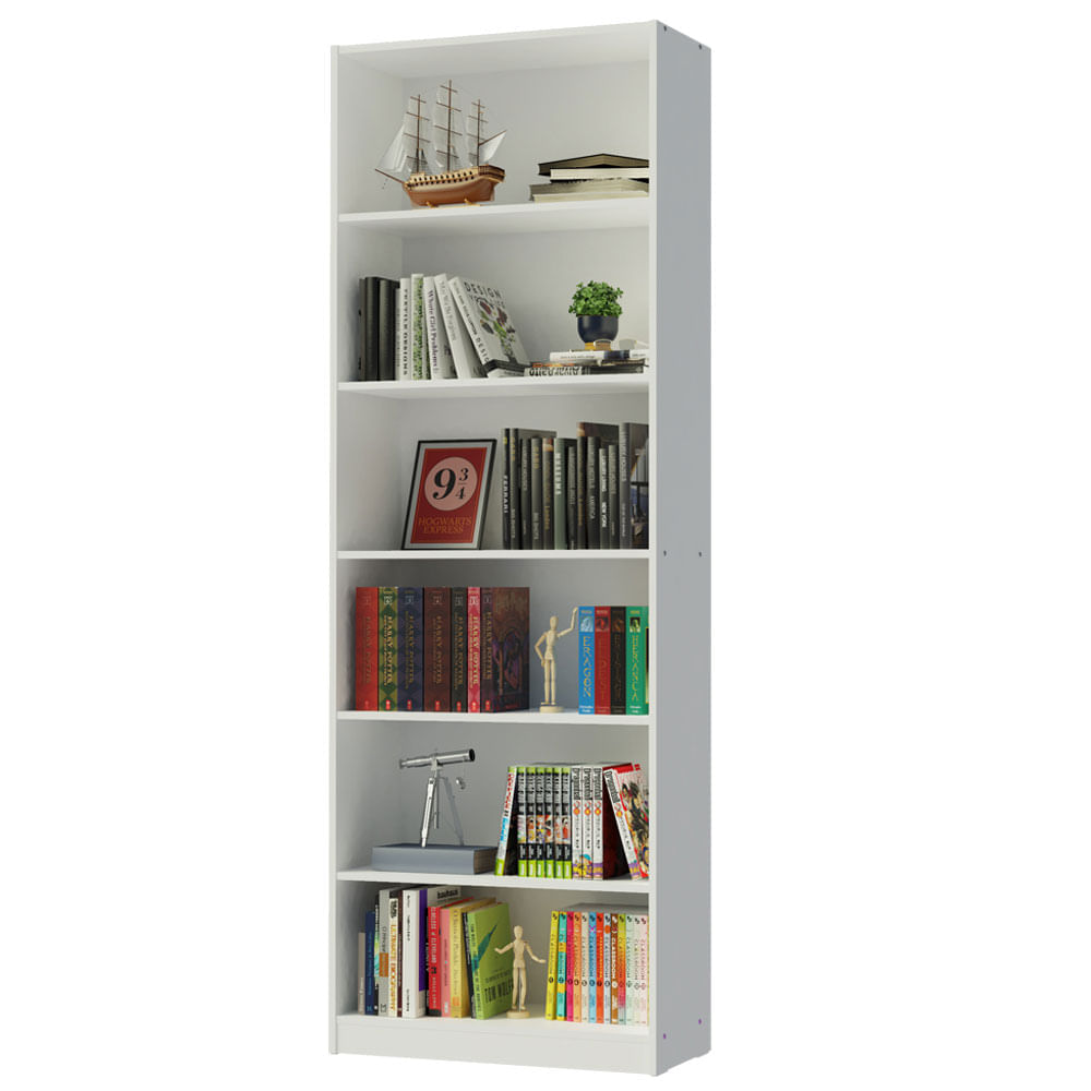 Estante Livreiro Madesa 6908 Com 6 Nichos Branco Branco