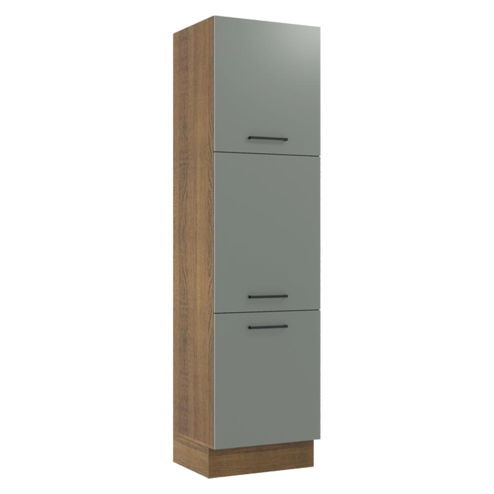 Paneleiro Madesa Agata 60 Cm 3 Portas Rustic/Cinza Marrom