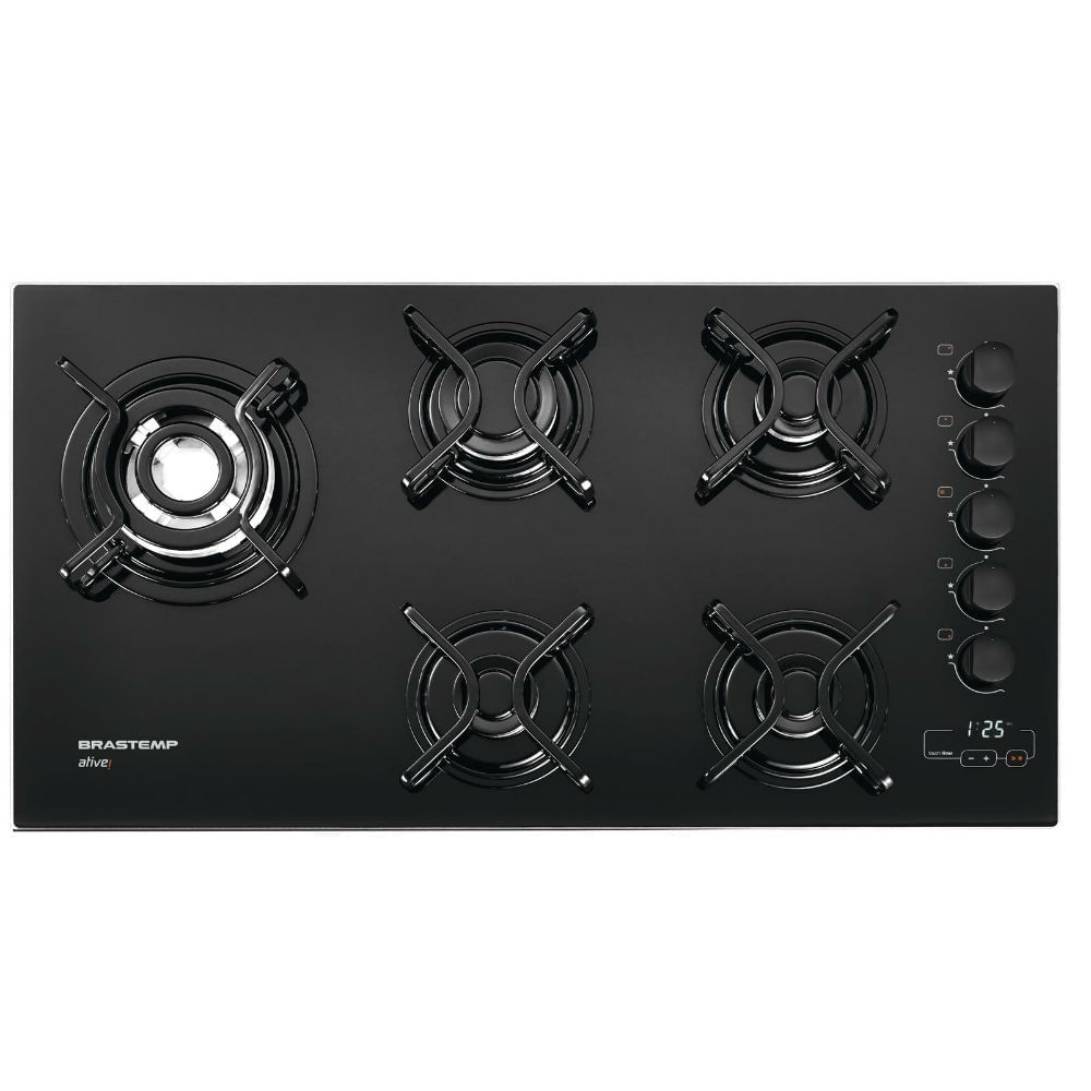 Cooktop 5 Bocas Brastemp Com Quadrichama E Timer Touch - Bdt85ae Bivolt