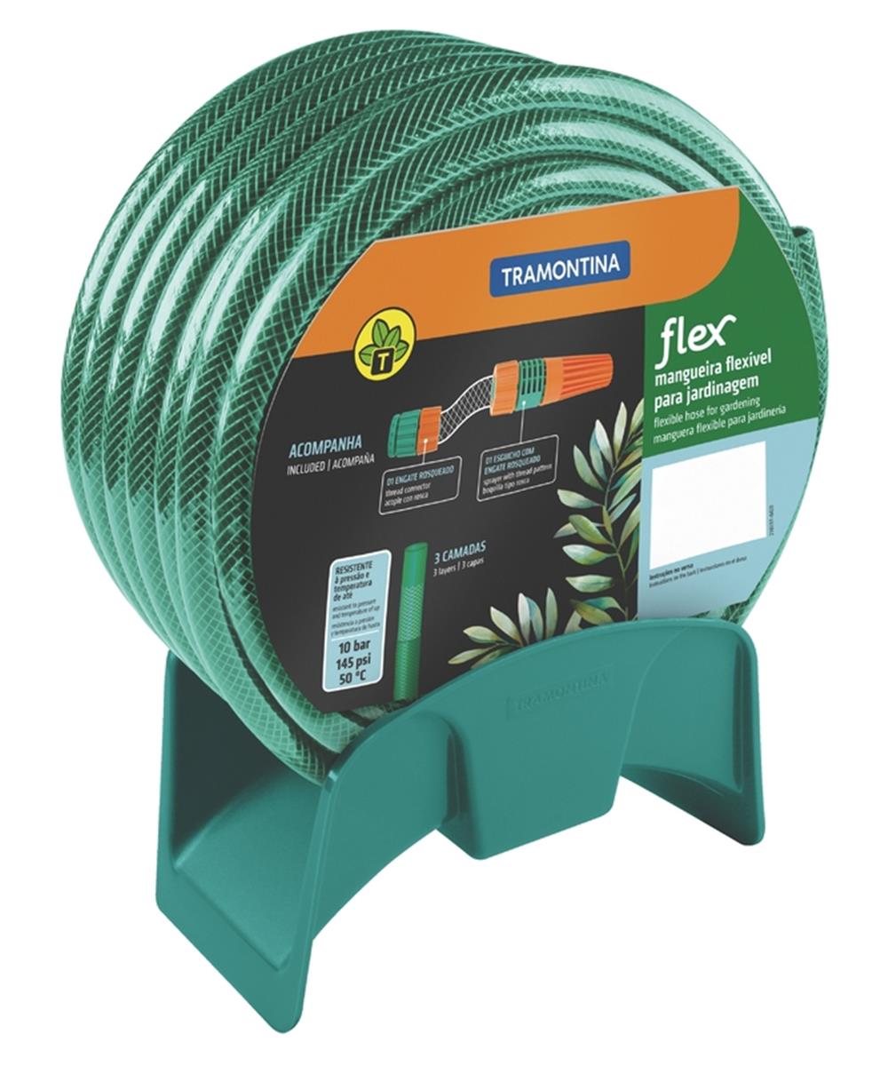 Mangueira Flex Tramontina Verde Em Pvc 3 Camadas Engates Rosqueado 25M