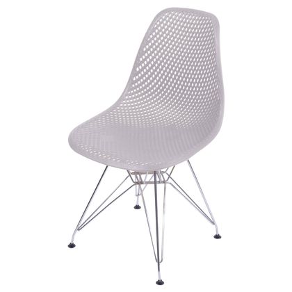 Cadeira Eames Furadinha Cor Fendi Com Base Cromada - 54702 Fendi