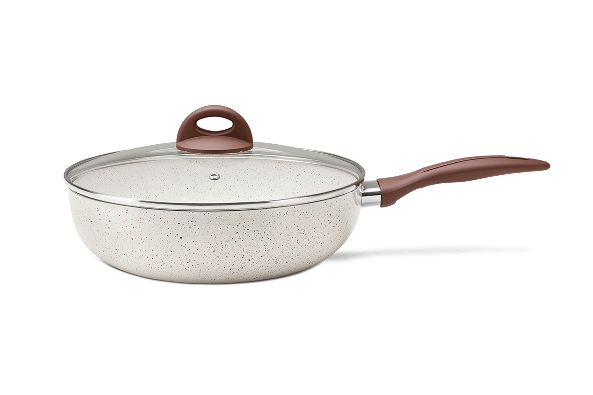 Wok Com Tampa Ø28 Ceramic Life Granada Indução - Brinox 28 Cm Inox