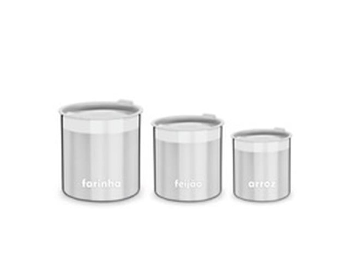 Conjunto De Potes Para Armazenar Tramontina Cucina Inox 3 Peças