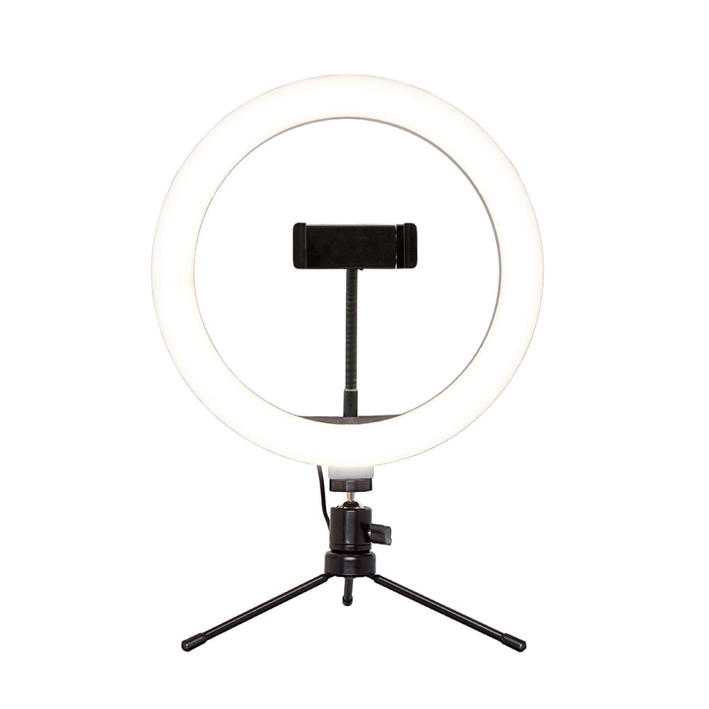 Suporte Tipo Ring Light Livestream 10 Pol. Com Tripé Ajustavel Usb - Ac370 Ac370