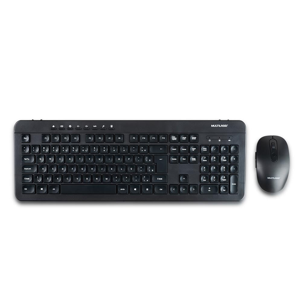 Teclado E Mouse Sem Fio Recarregável 2.4Ghz Usb Preto Multilaser - Tc250