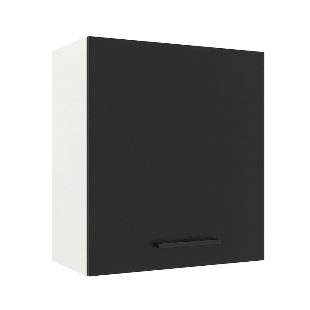 Armário Aéreo Madesa Agata 60 Cm 1 Porta Branco/Preto Branco