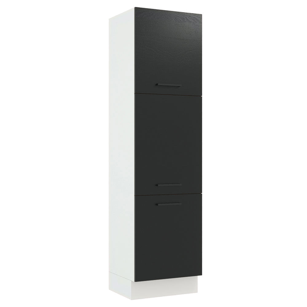 Paneleiro Madesa Agata 60 Cm 3 Portas Branco/Preto Branco