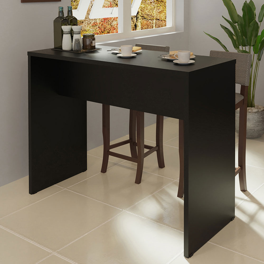 Bancada Para Cozinha Madesa 115 Cm Preto Preto