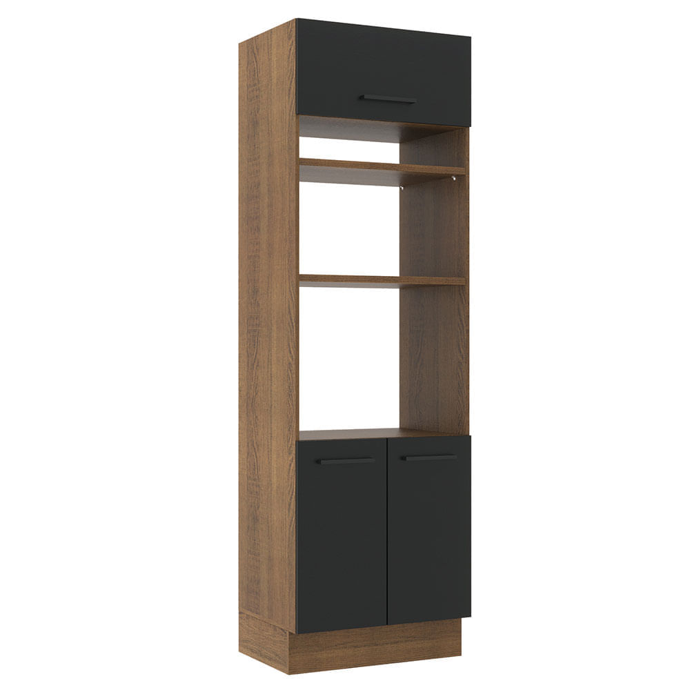 Torre Quente Madesa Agata 70 Cm 3 Portas Rustic/Preto