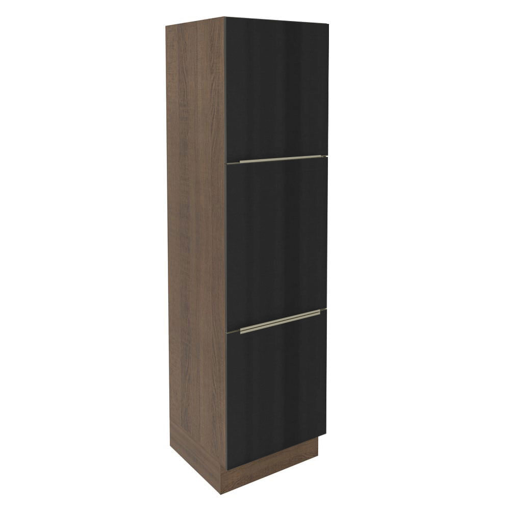 Paneleiro Madesa Lux 60 Cm 3 Portas Rustic/Preto Marrom