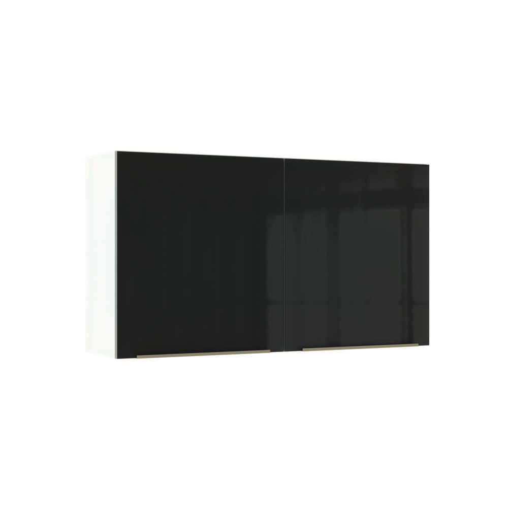 Armário Aéreo Madesa Lux 120 Cm 2 Portas Branco/Preto Branco