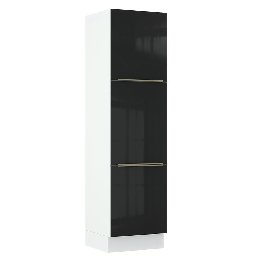 Paneleiro Madesa Lux 60 Cm 3 Portas Branco/Preto Branco