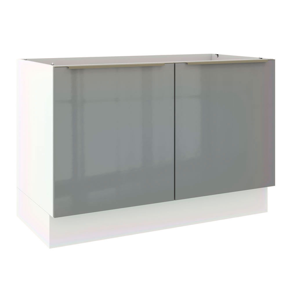 Balcão De Pia Madesa Lux 120 Cm 2 Portas Branco/Cinza Branco