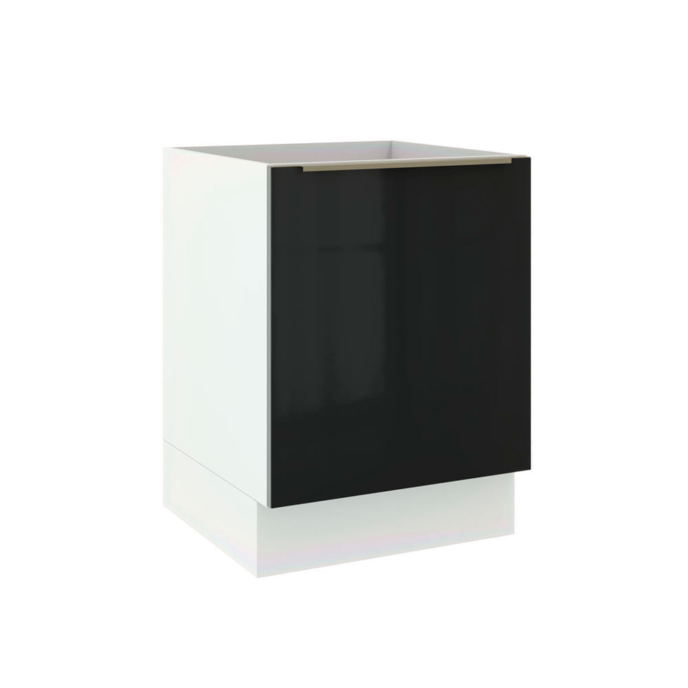 Balcão Madesa Lux 60 Cm 1 Porta Branco/Preto Branco